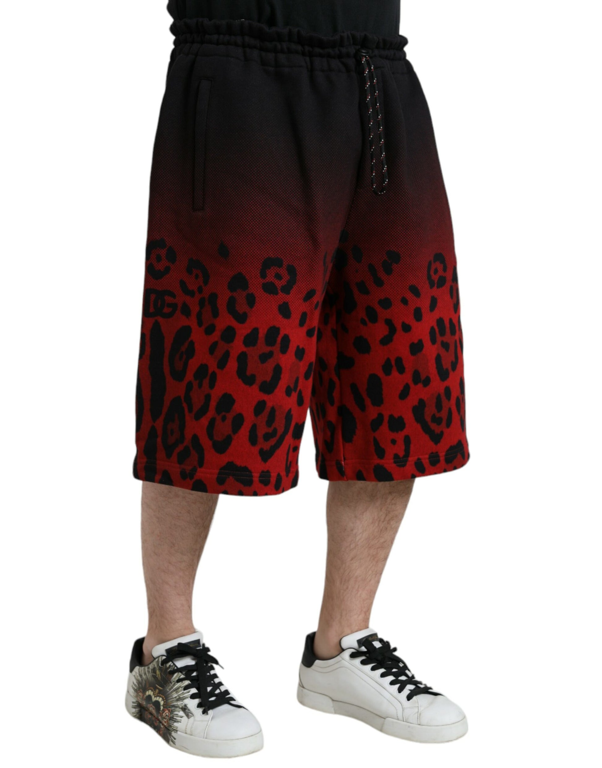 Dolce & Gabbana Red Leopard Print Cotton Bermuda Shorts - ClickThatClicks 