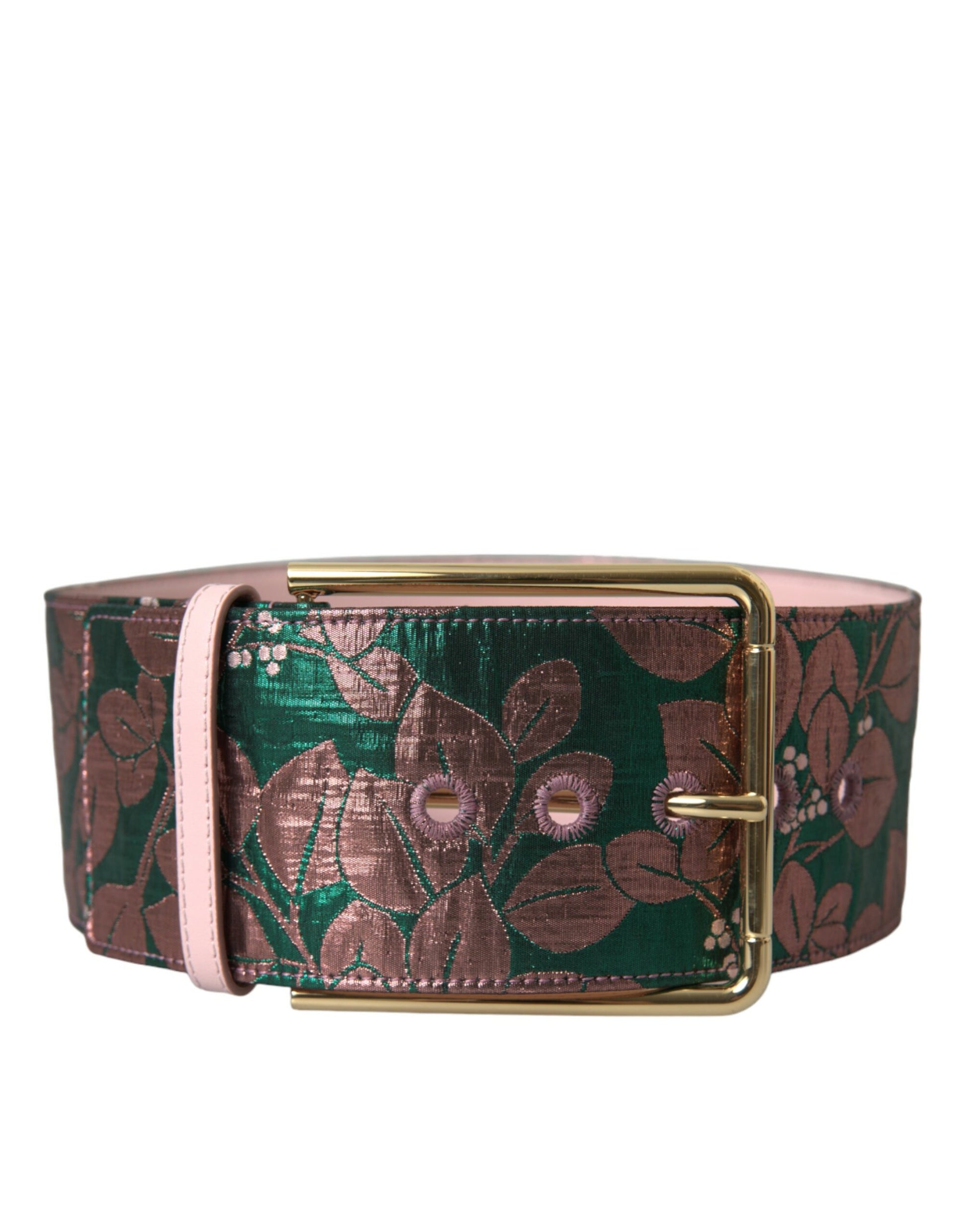 Dolce & Gabbana Multicolor Floral Jacquard Lurex Gold Buckle Belt - ClickThatClicks 