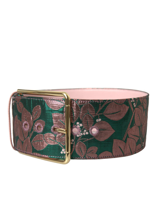 Dolce & Gabbana Multicolor Floral Jacquard Lurex Gold Buckle Belt - ClickThatClicks 