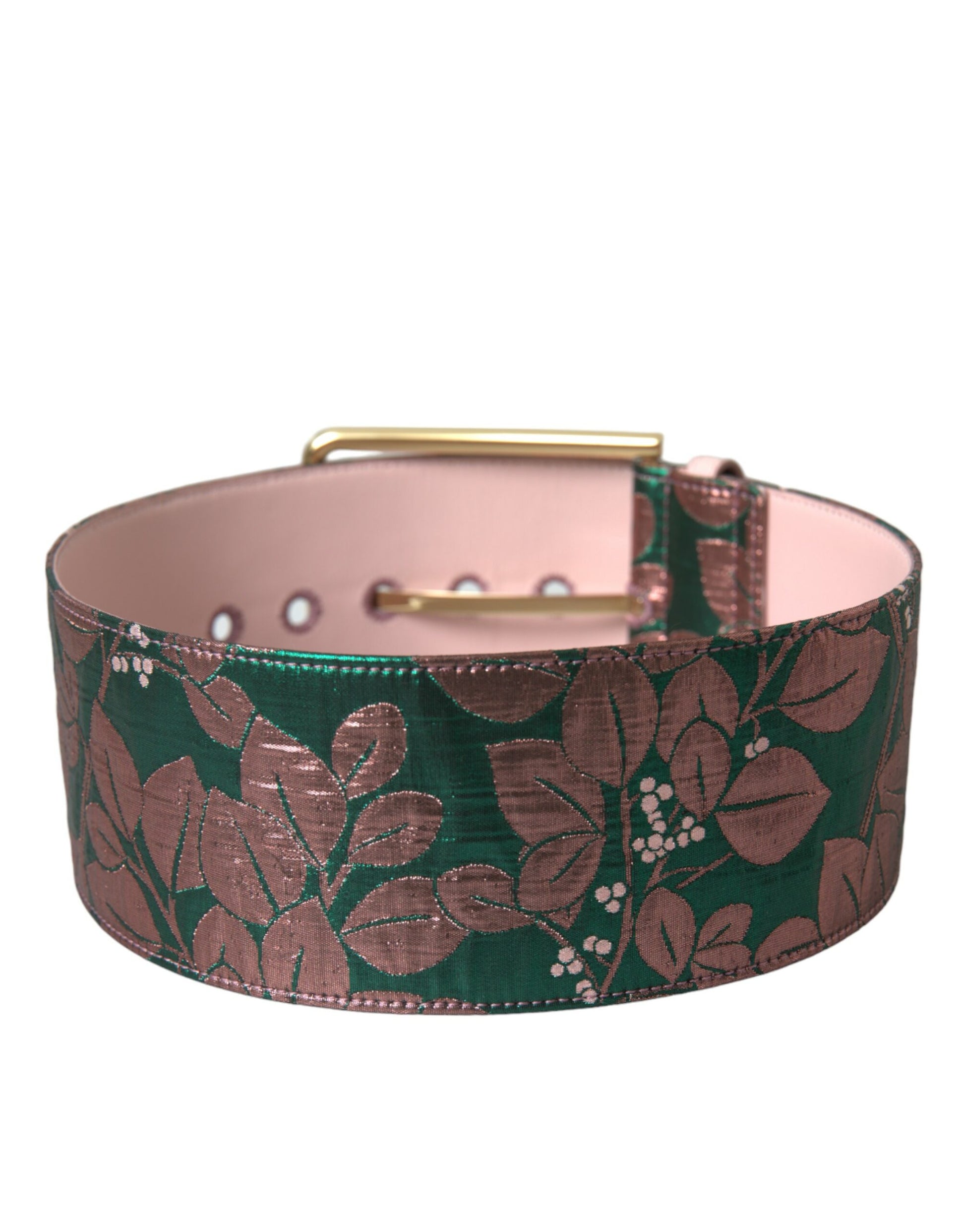 Dolce & Gabbana Multicolor Floral Jacquard Lurex Gold Buckle Belt - ClickThatClicks 