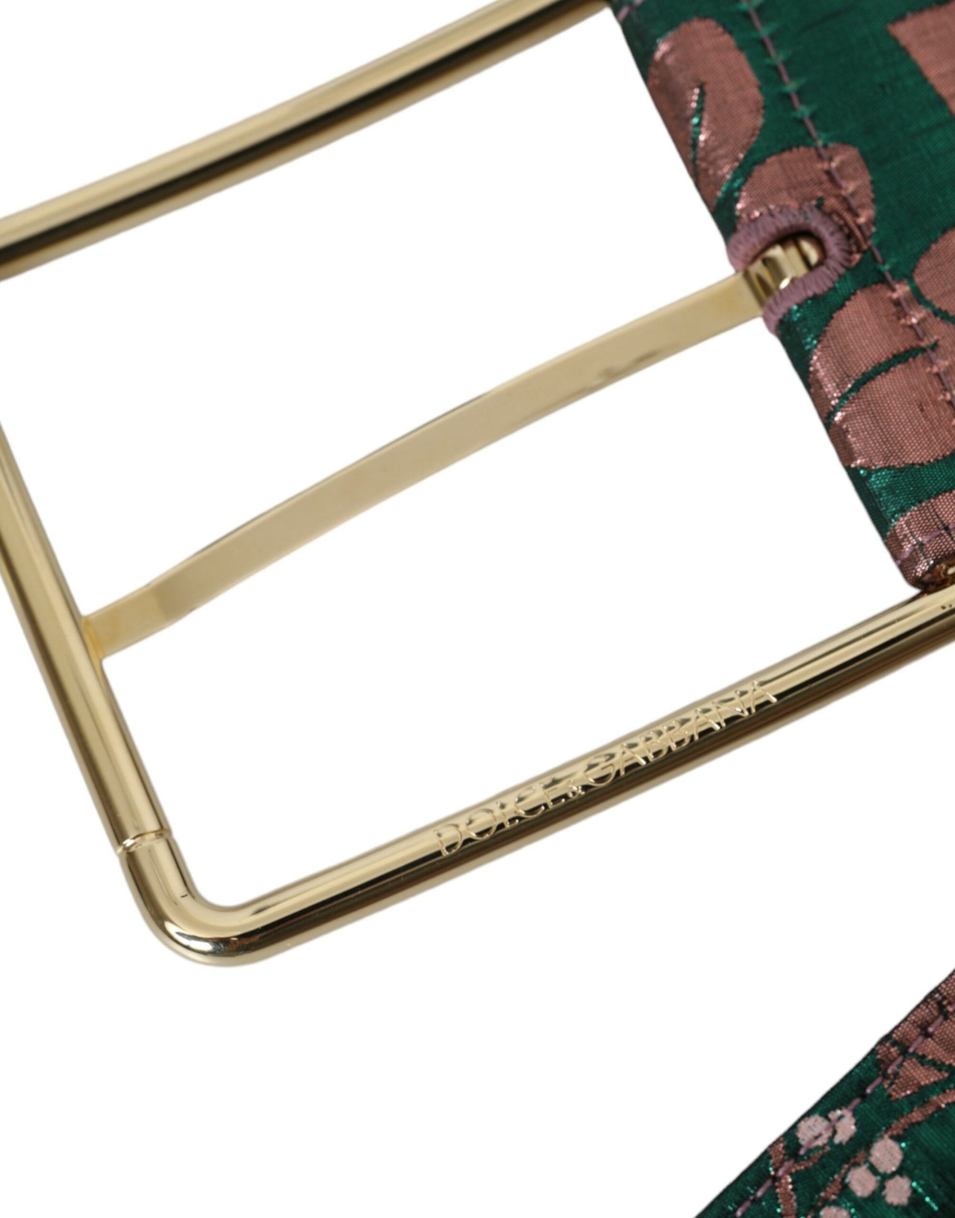 Dolce & Gabbana Multicolor Floral Jacquard Lurex Gold Buckle Belt - ClickThatClicks 