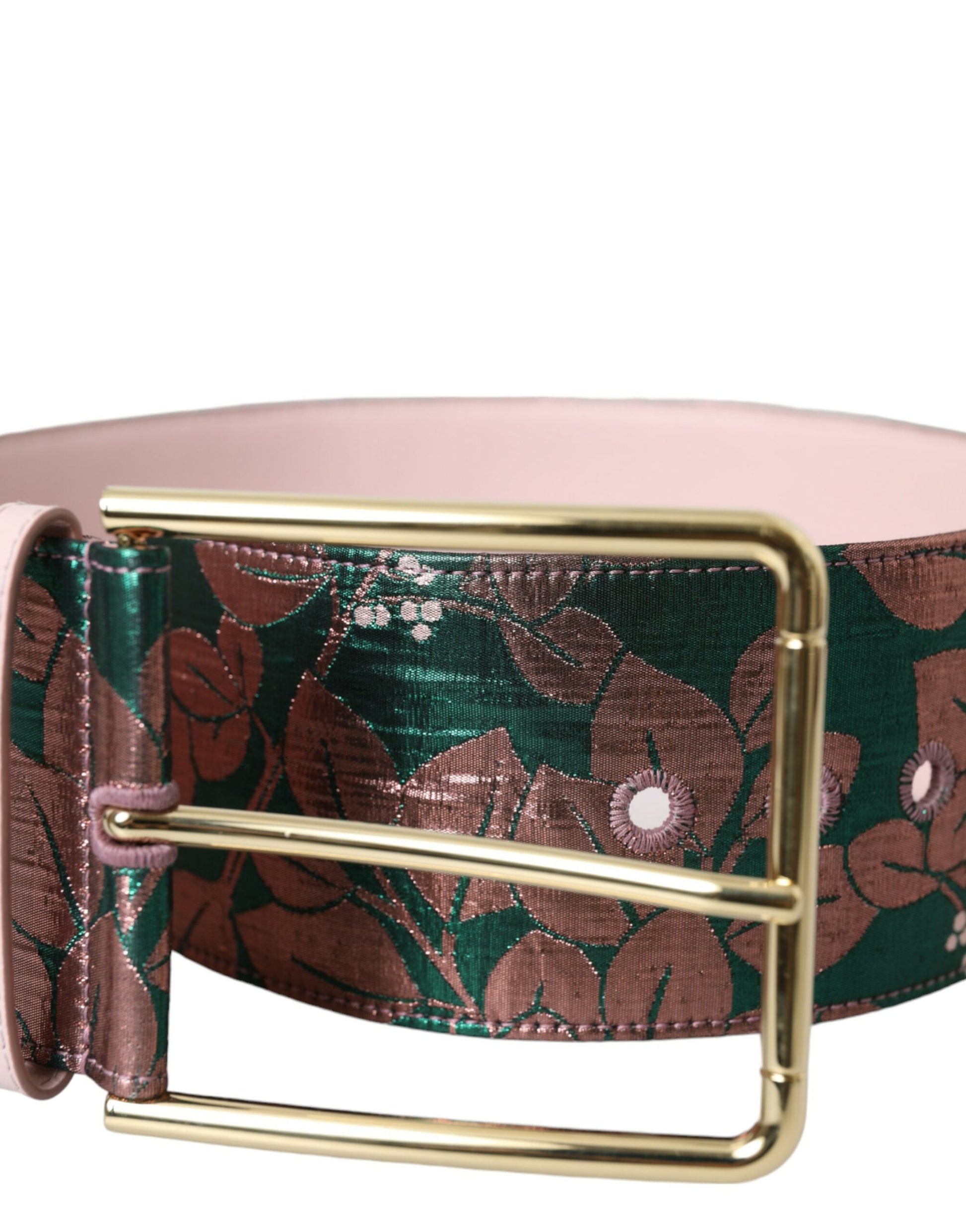 Dolce & Gabbana Multicolor Floral Jacquard Lurex Gold Buckle Belt - ClickThatClicks 