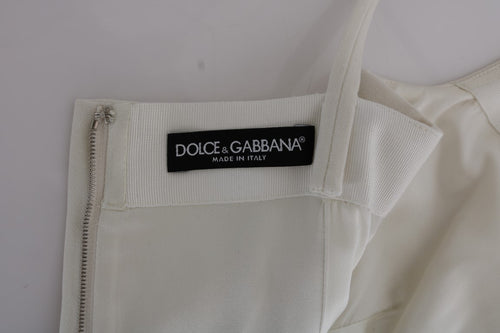 Dolce & Gabbana White Wool Stretch Brooch Shift Dress - ClickThatClicks 