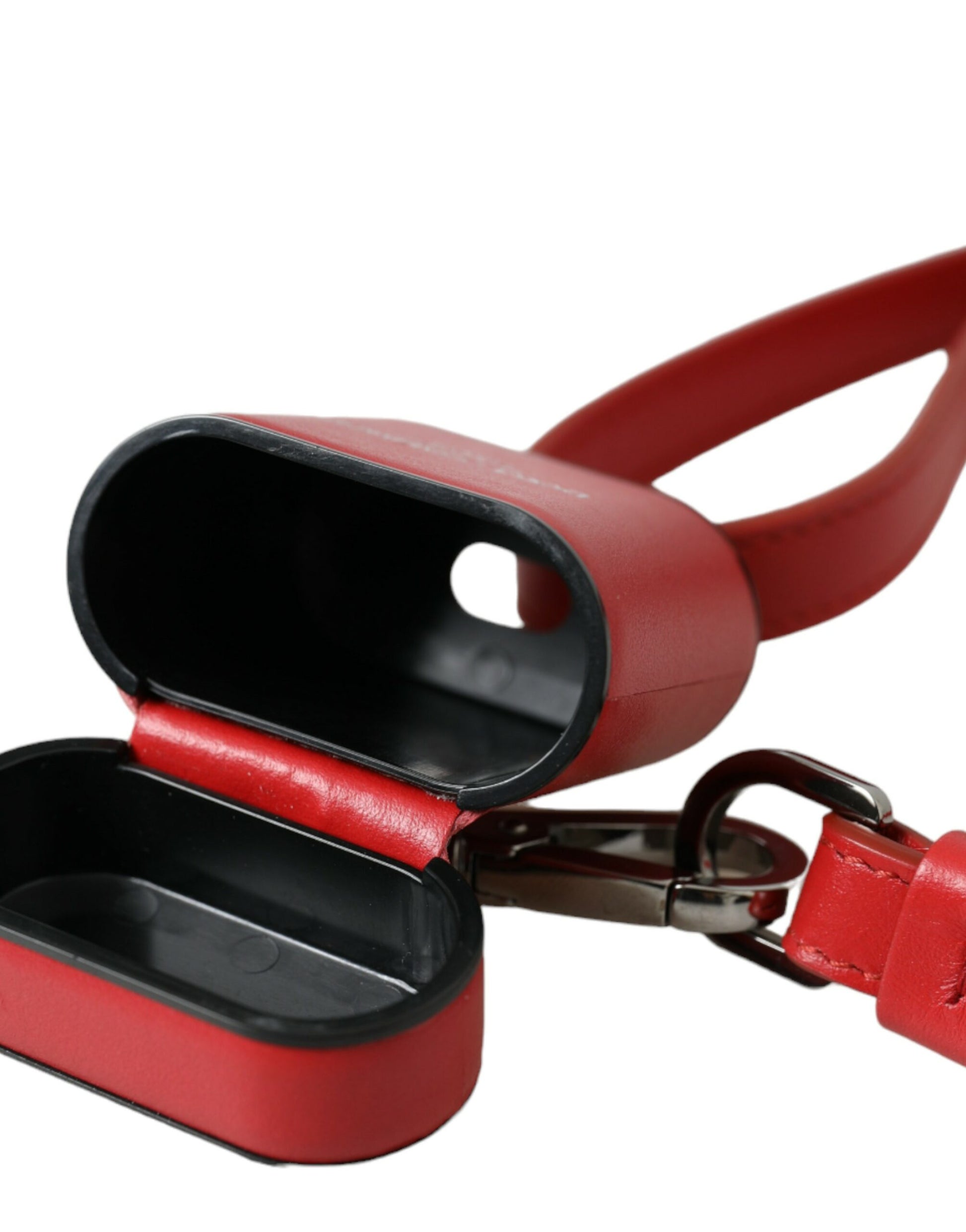 Dolce & Gabbana Red Calfskin Leather Logo Print Strap Men Airpods Case - ClickThatClicks 