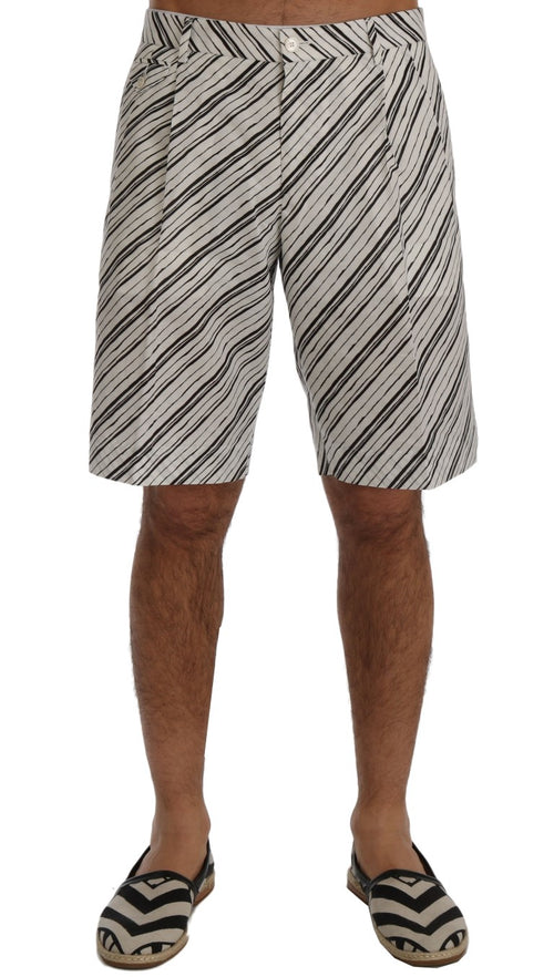 Dolce & Gabbana White Black Striped Casual Shorts - ClickThatClicks 