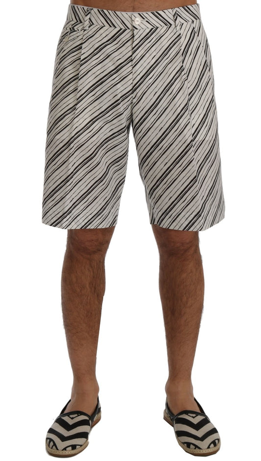 Dolce & Gabbana White Black Striped Casual Shorts - ClickThatClicks 