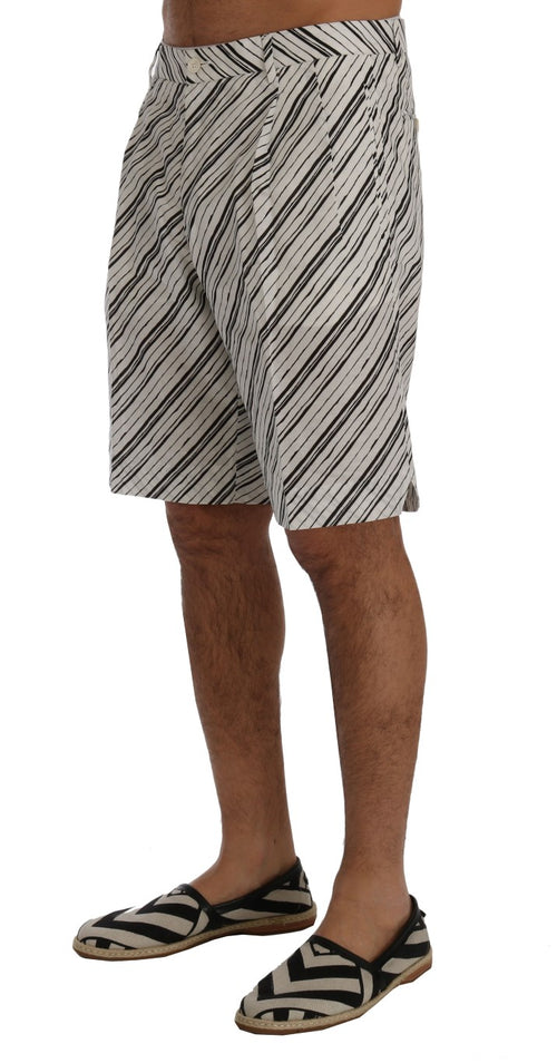 Dolce & Gabbana White Black Striped Casual Shorts - ClickThatClicks 