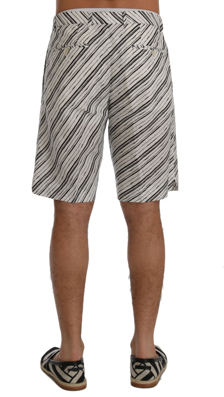 Dolce & Gabbana White Black Striped Casual Shorts - ClickThatClicks 