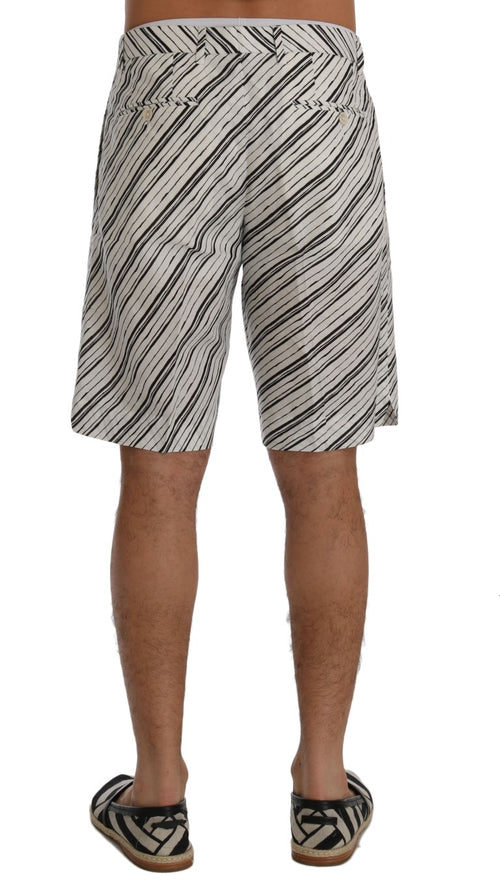 Dolce & Gabbana White Black Striped Casual Shorts - ClickThatClicks 