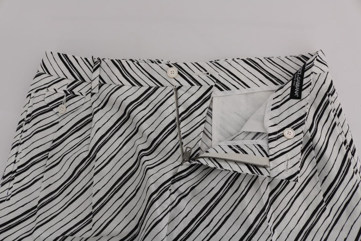 Dolce & Gabbana White Black Striped Casual Shorts - ClickThatClicks 
