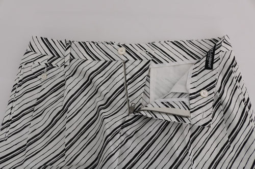 Dolce & Gabbana White Black Striped Casual Shorts - ClickThatClicks 
