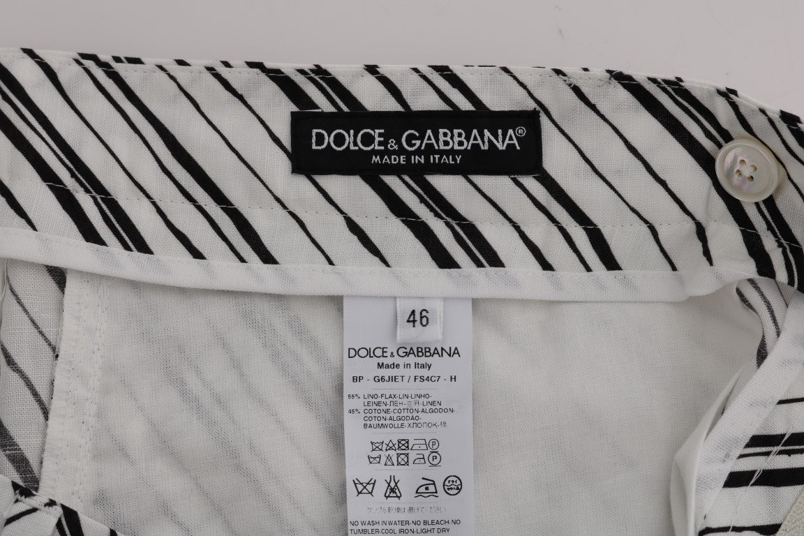 Dolce & Gabbana White Black Striped Casual Shorts - ClickThatClicks 