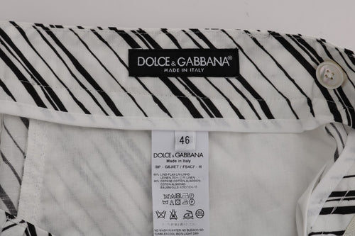 Dolce & Gabbana White Black Striped Casual Shorts - ClickThatClicks 