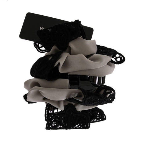 Dolce & Gabbana Gray Silk Black Lace Hair Claw - ClickThatClicks 