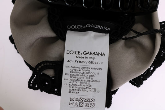 Dolce & Gabbana Gray Silk Black Lace Hair Claw - ClickThatClicks 