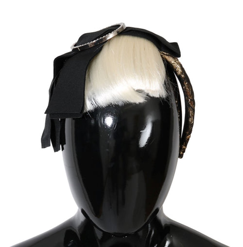 Dolce & Gabbana Black Crystal White Diadem Headband - ClickThatClicks 