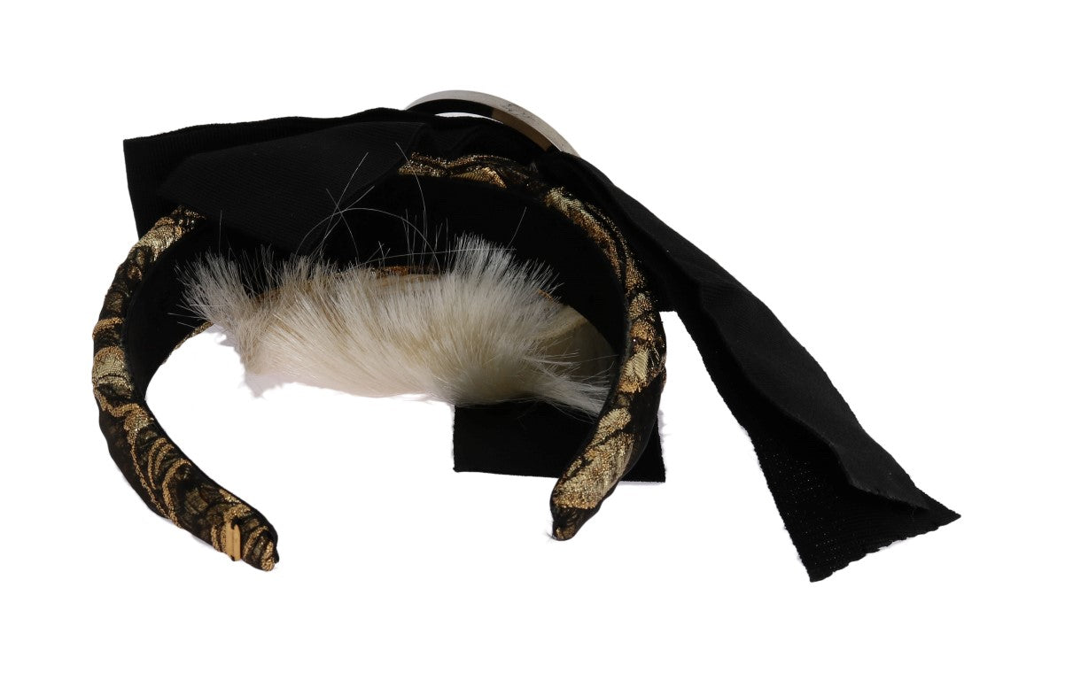 Dolce & Gabbana Black Crystal White Diadem Headband - ClickThatClicks 