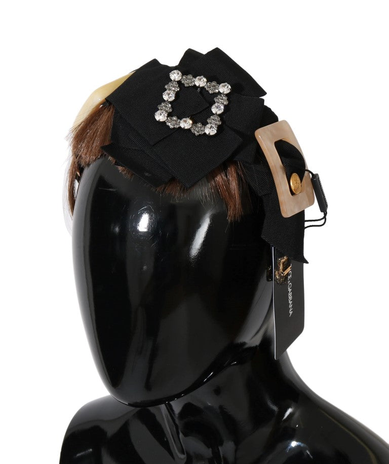 Dolce & Gabbana Clear Crystal Brown Hair Headband - ClickThatClicks