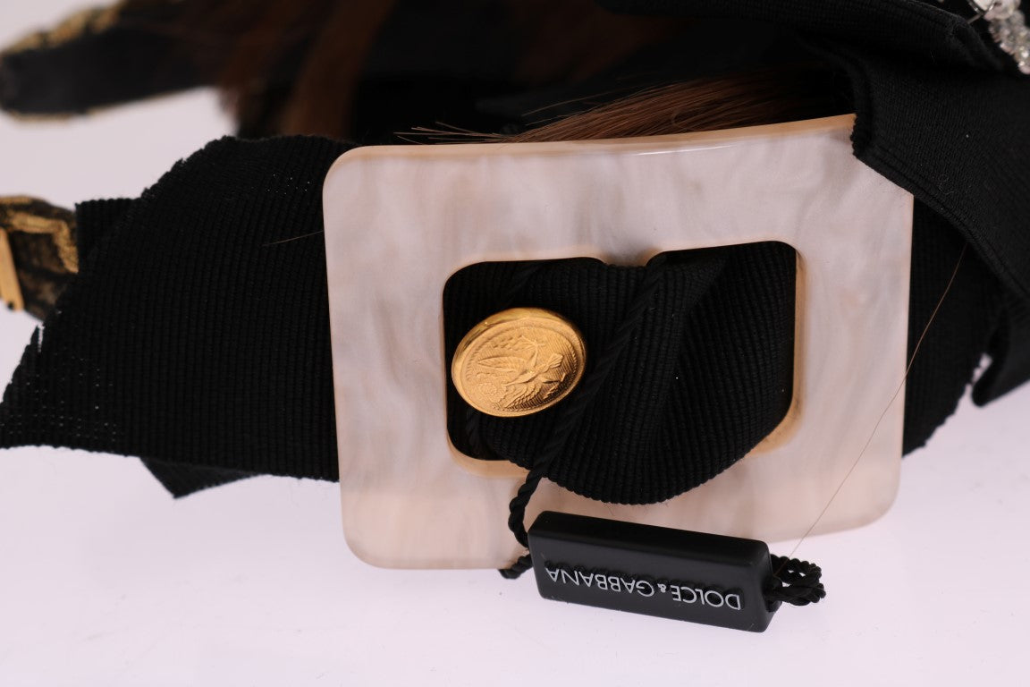 Dolce & Gabbana Clear Crystal Brown Hair Headband - ClickThatClicks 