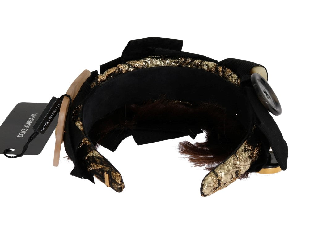 Dolce & Gabbana Clear Crystal Brown Hair Headband - ClickThatClicks 