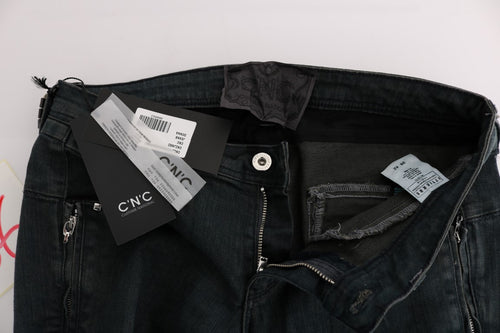 Costume National Gray Cotton Superslim Denim Jeans - ClickThatClicks 
