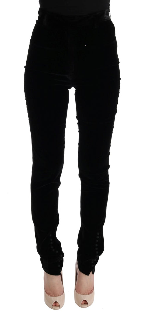 Ermanno Scervino Black Velvet Slim Fit Pants - ClickThatClicks 