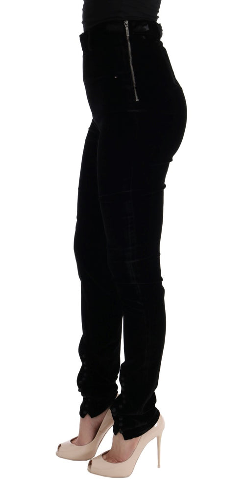 Ermanno Scervino Black Velvet Slim Fit Pants - ClickThatClicks 