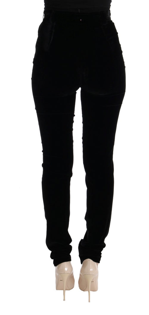 Ermanno Scervino Black Velvet Slim Fit Pants - ClickThatClicks 