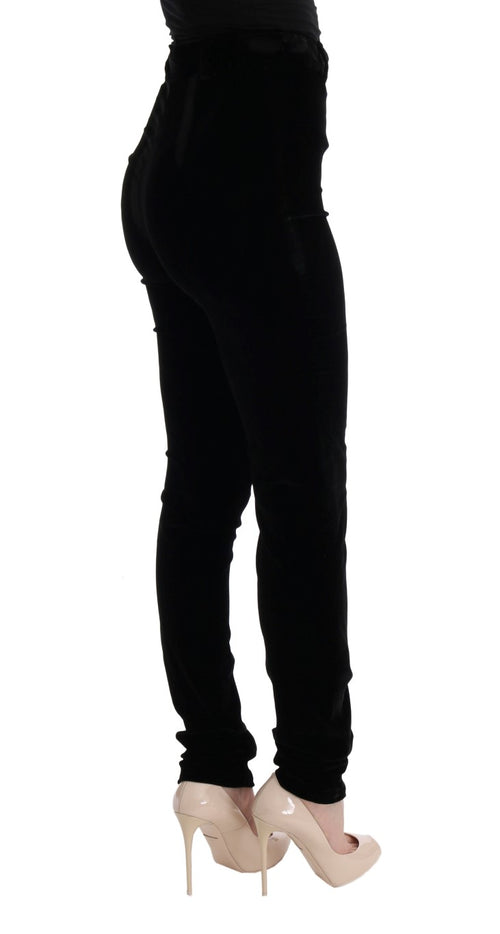 Ermanno Scervino Black Velvet Slim Fit Pants - ClickThatClicks 