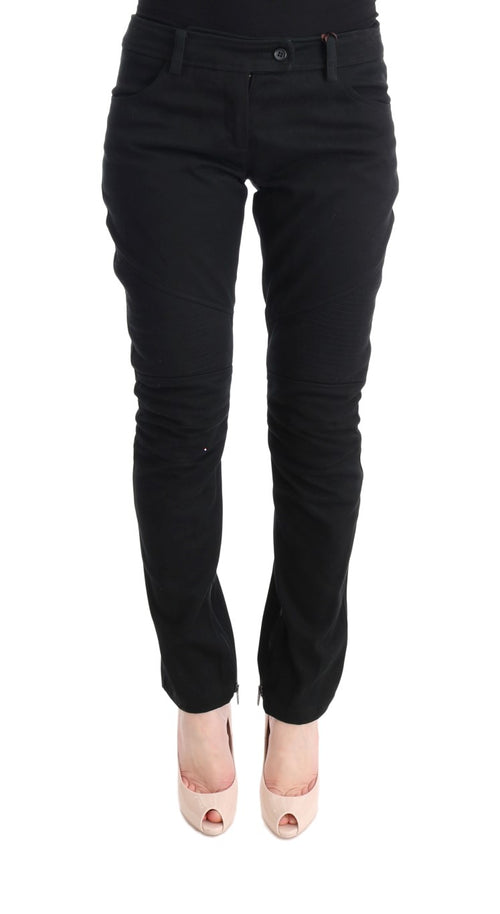 Ermanno Scervino Black Cotton Slim Fit Casual Pants - ClickThatClicks 
