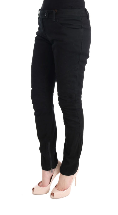 Ermanno Scervino Black Cotton Slim Fit Casual Pants - ClickThatClicks 