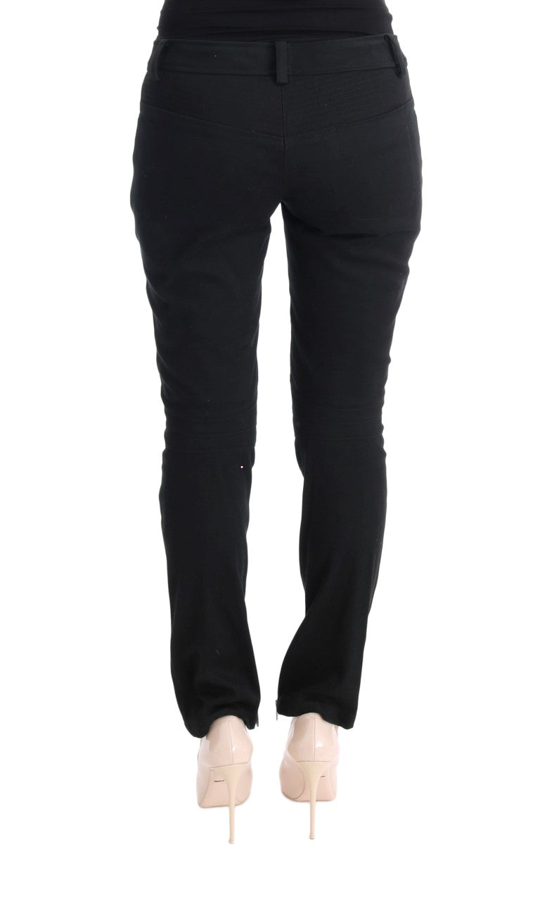 Ermanno Scervino Black Cotton Slim Fit Casual Pants - ClickThatClicks 