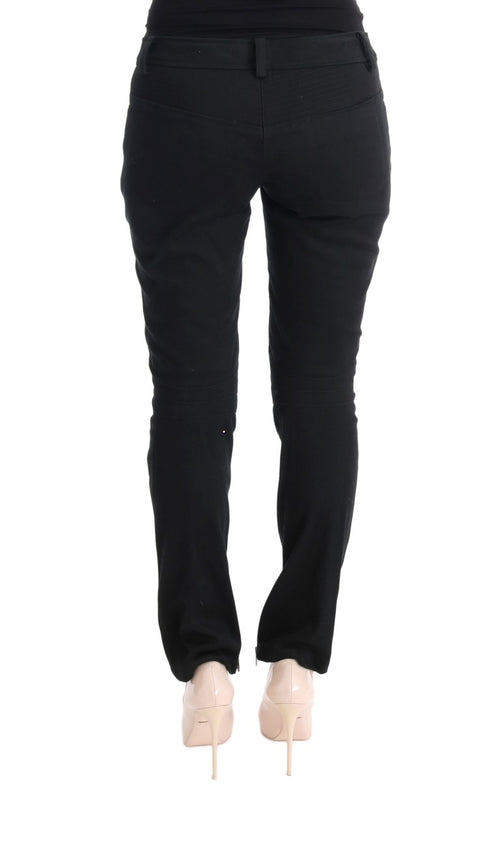Ermanno Scervino Black Cotton Slim Fit Casual Pants - ClickThatClicks 