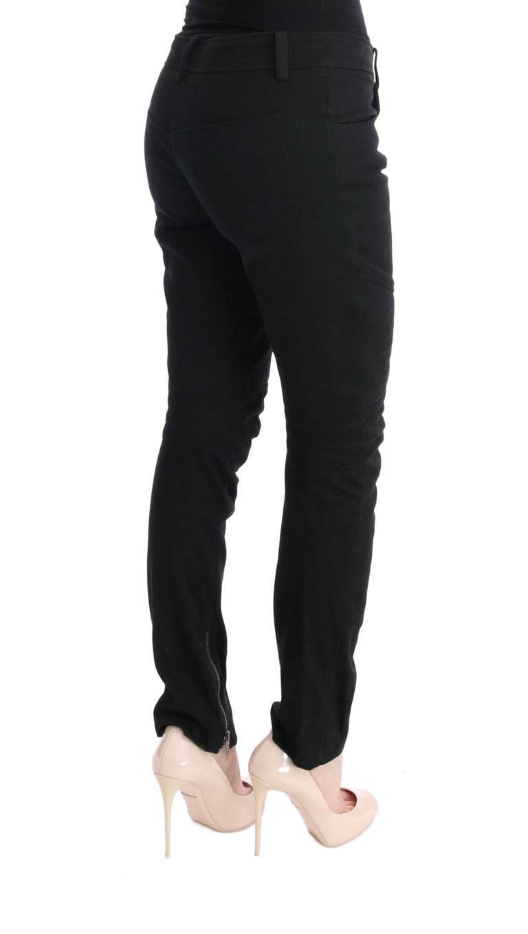 Ermanno Scervino Black Cotton Slim Fit Casual Pants - ClickThatClicks 