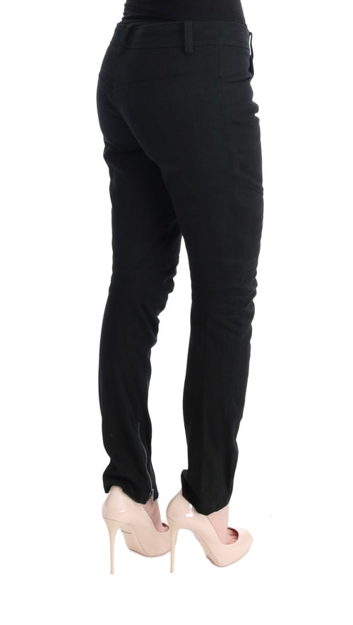 Ermanno Scervino Black Cotton Slim Fit Casual Pants - ClickThatClicks 