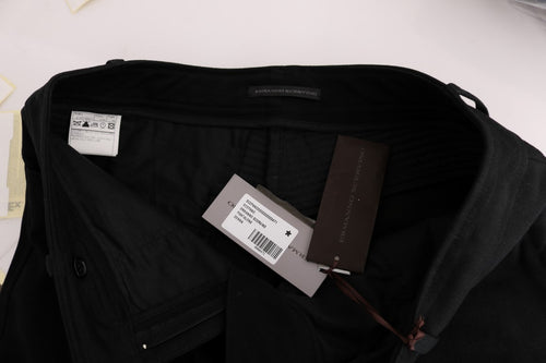 Ermanno Scervino Black Cotton Slim Fit Casual Pants - ClickThatClicks 