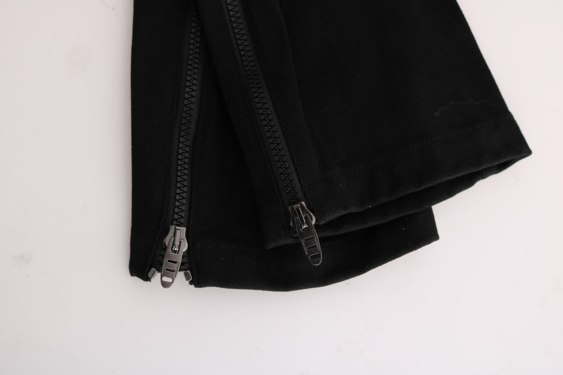 Ermanno Scervino Black Cotton Slim Fit Casual Pants - ClickThatClicks 