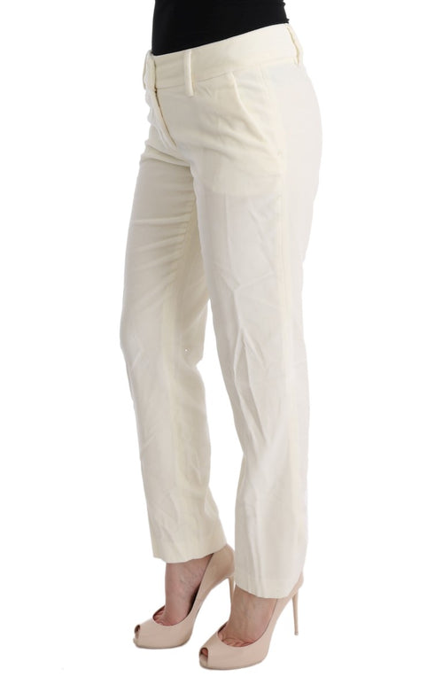 Ermanno Scervino White Cotton Regular Fit Casual Pants - ClickThatClicks 