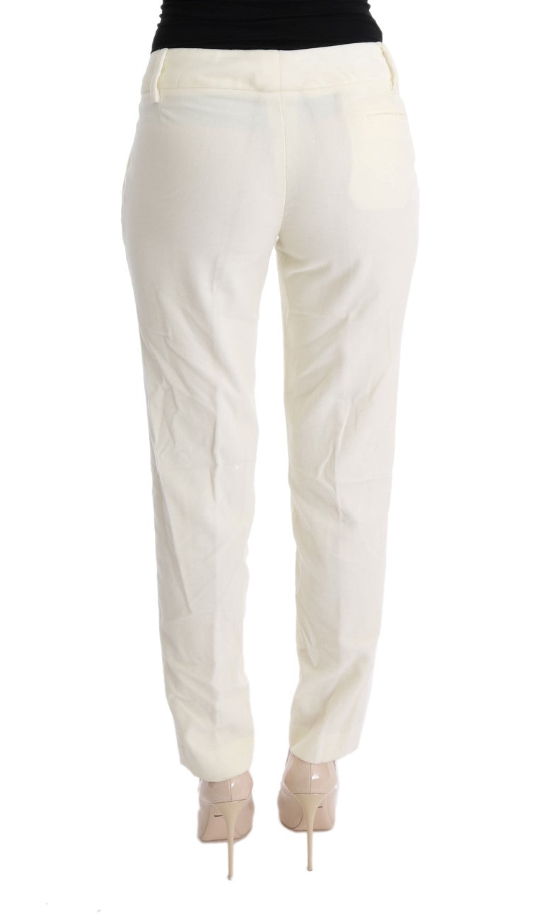 Ermanno Scervino White Cotton Regular Fit Casual Pants - ClickThatClicks 