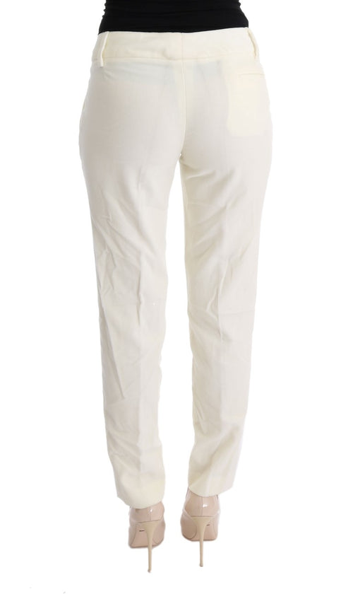 Ermanno Scervino White Cotton Regular Fit Casual Pants - ClickThatClicks 