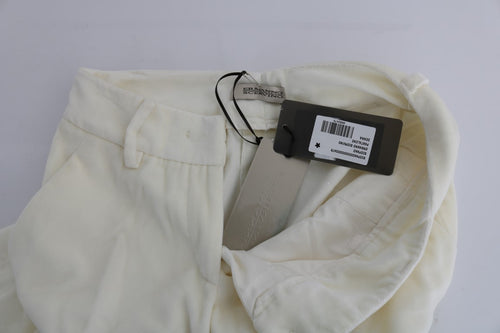 Ermanno Scervino White Cotton Regular Fit Casual Pants - ClickThatClicks 