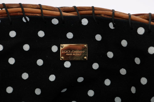 Dolce & Gabbana Beige Straw Snakeskin Pom Pom Crystal AGNESE Bag - ClickThatClicks 
