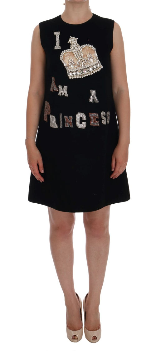Dolce & Gabbana Black I AM A PRINCESS Crystal Shift Dress - ClickThatClicks 