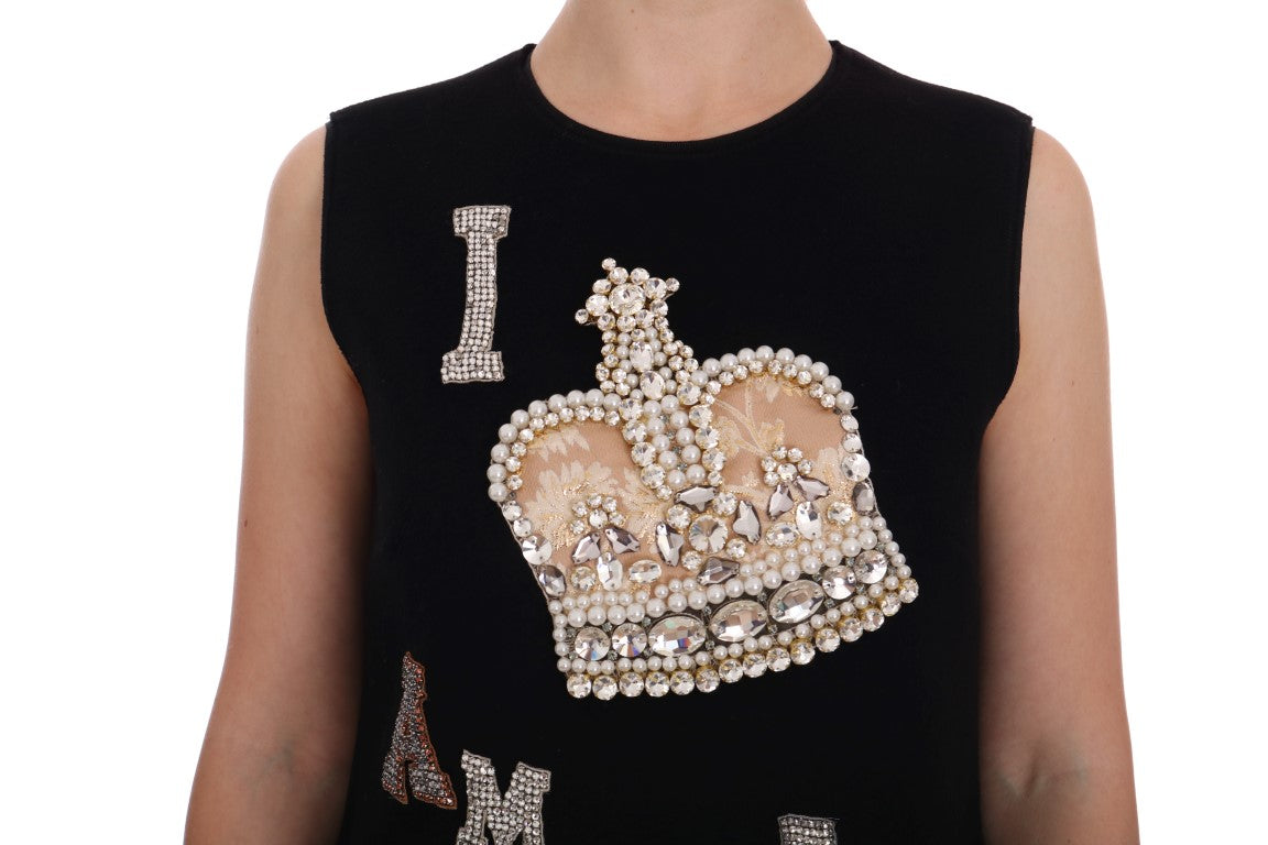 Dolce & Gabbana Black I AM A PRINCESS Crystal Shift Dress - ClickThatClicks 