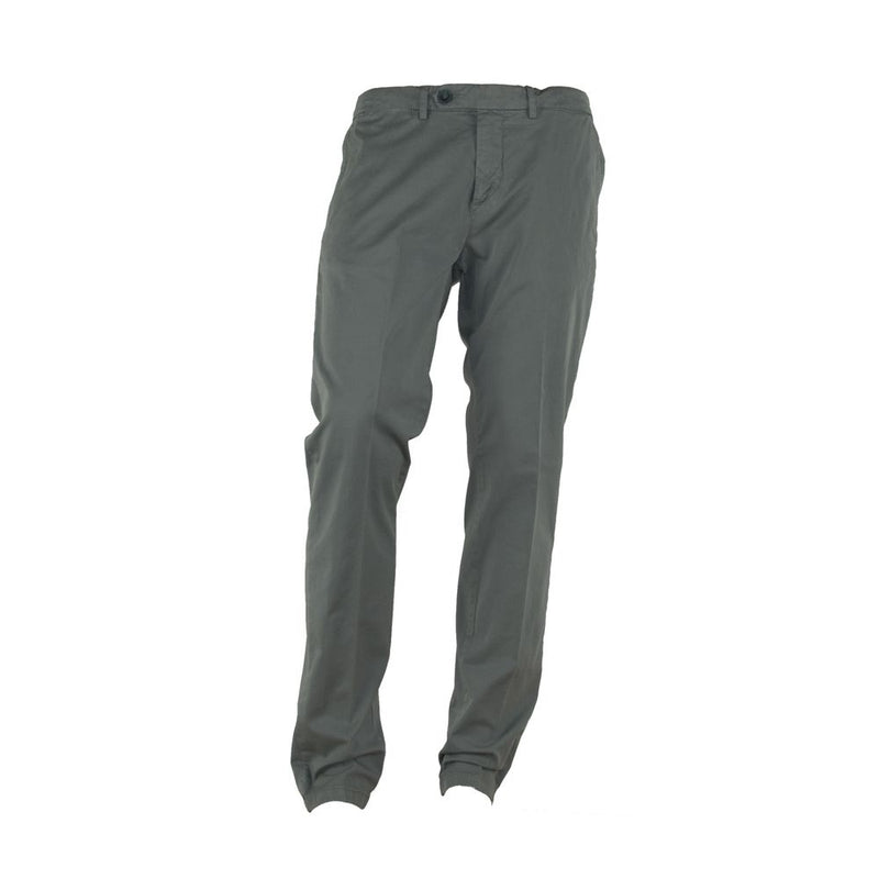 Made in Italy "Gray Cotton Men Trouser with Italian Craftsmanship"