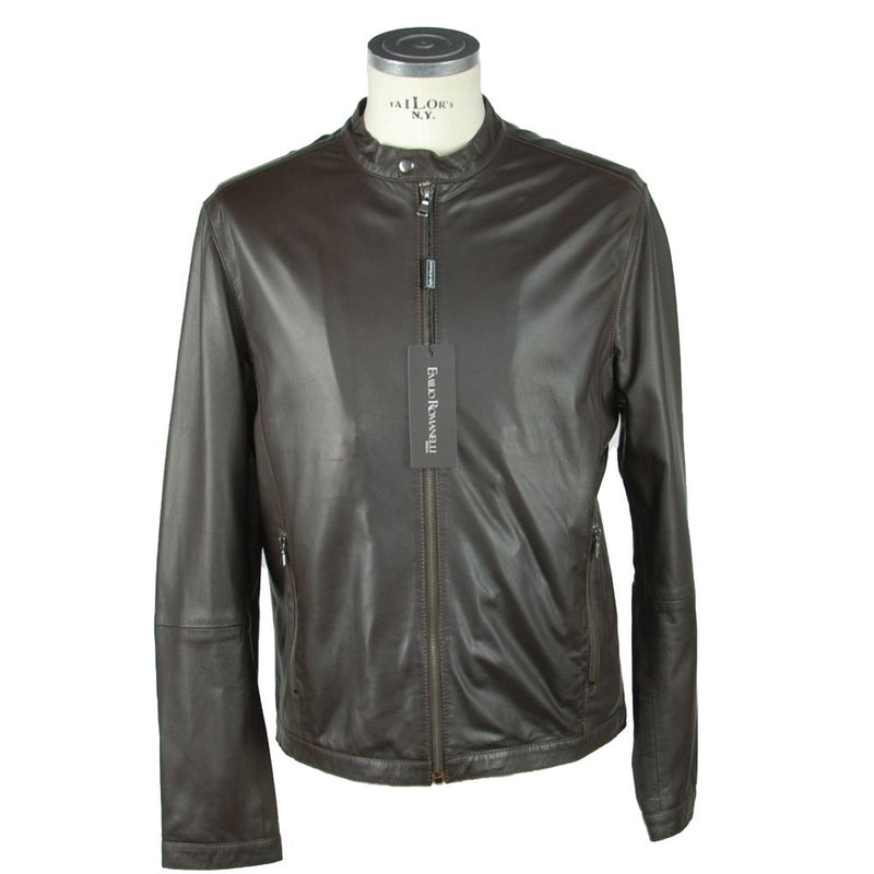Emilio Romanelli Brown Leather Men's Jacket