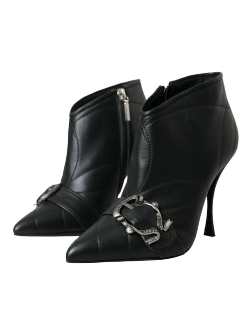 Dolce & Gabbana Black Devotion Quilted Buckled Boots Shoes - ClickThatClicks 