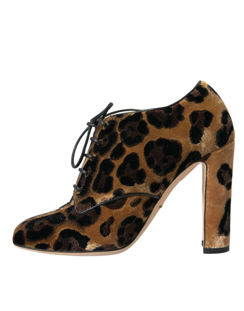 Dolce & Gabbana Brown Leopard Hair Lace Up Booties Shoes - ClickThatClicks 