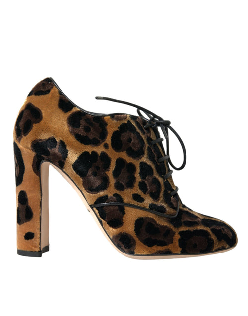 Dolce & Gabbana Brown Leopard Hair Lace Up Booties Shoes - ClickThatClicks 