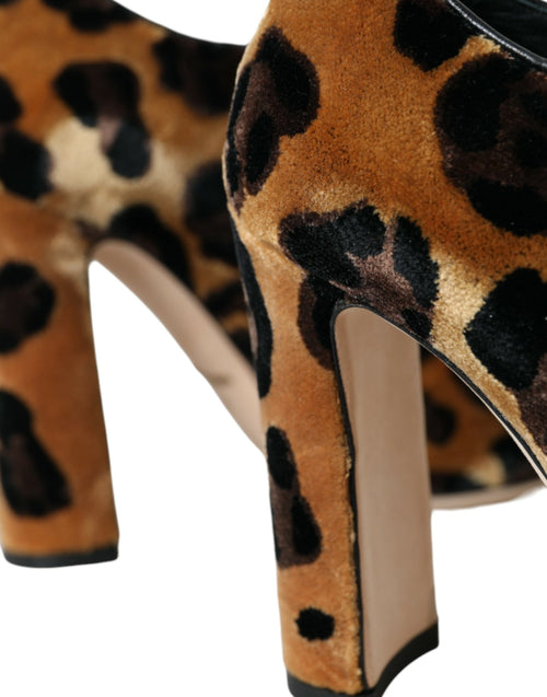 Dolce & Gabbana Brown Leopard Hair Lace Up Booties Shoes - ClickThatClicks 